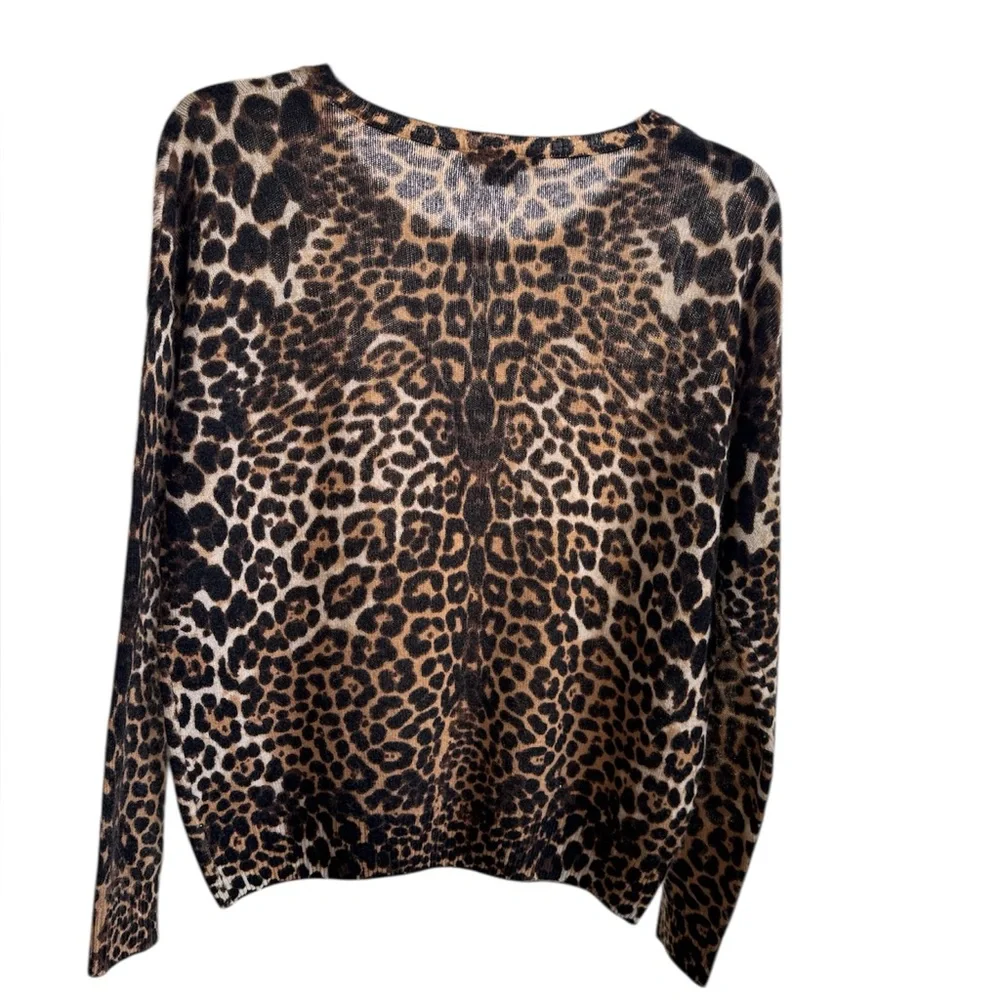Amicale Cashmere leopard print cashmere sweater Size Small - Picture 3 of 5